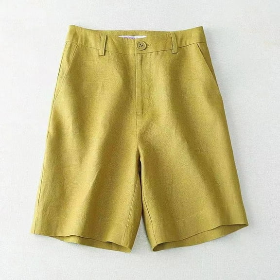 Xysaqa Women's Bermuda Work Office Shorts High Waist Lounge Shorts Summer Casual Wide Leg Beach Shorts