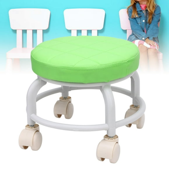 Rolling Stool, Flexible Low Noise Ergonomic Portable Green Salon Stool with Wheels for Home