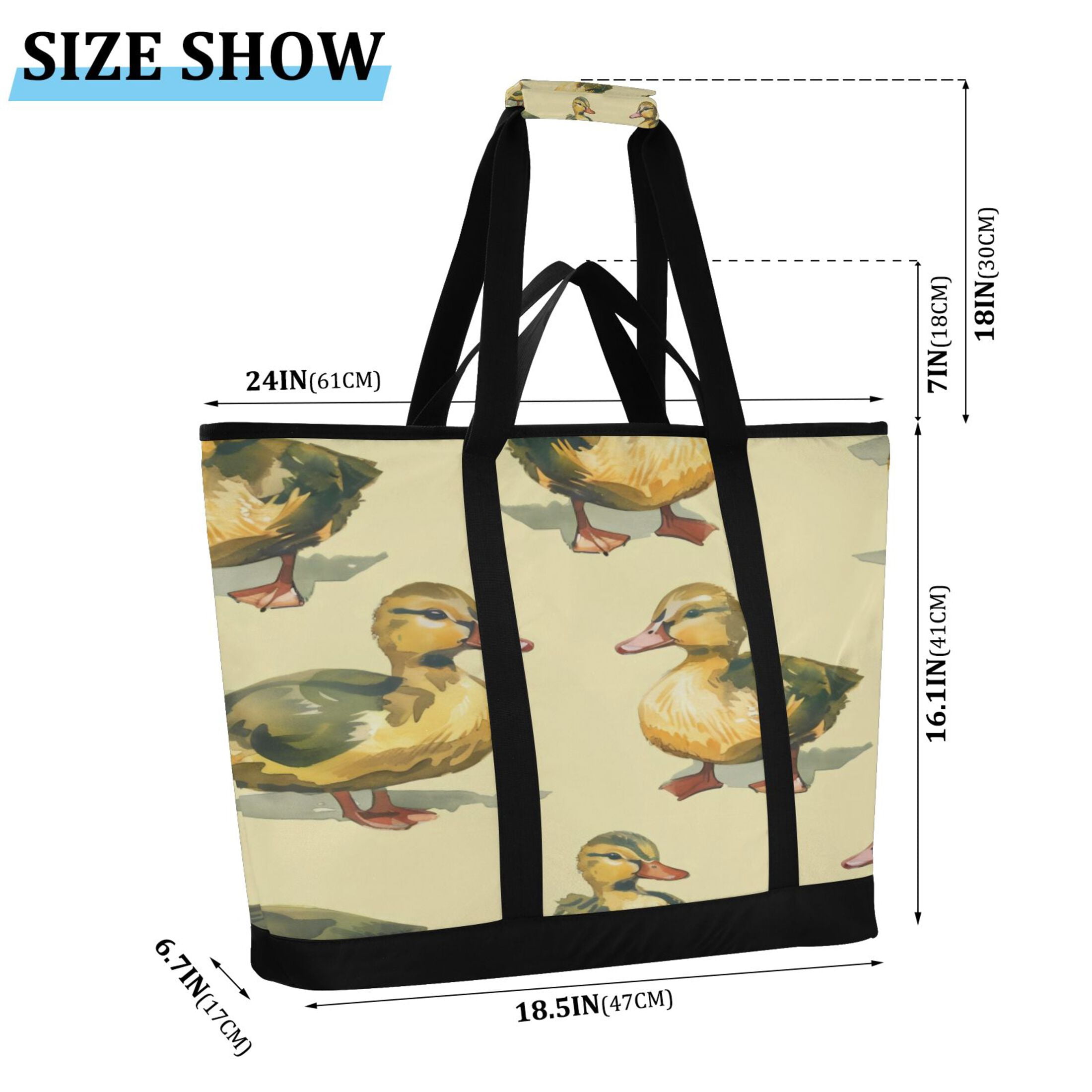 Large Hand-held Ice Pack Picnic Bag Insulation and Refrigeration Suitable for Shopping Picnics and Camping Green Duck
