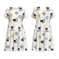 thumbnail image 3 of Bixox Robe d'Été à Manches Courtes pour Femmes Robe Ample Longueur Genou avec Poches-Chat Mignon, 3 of 7