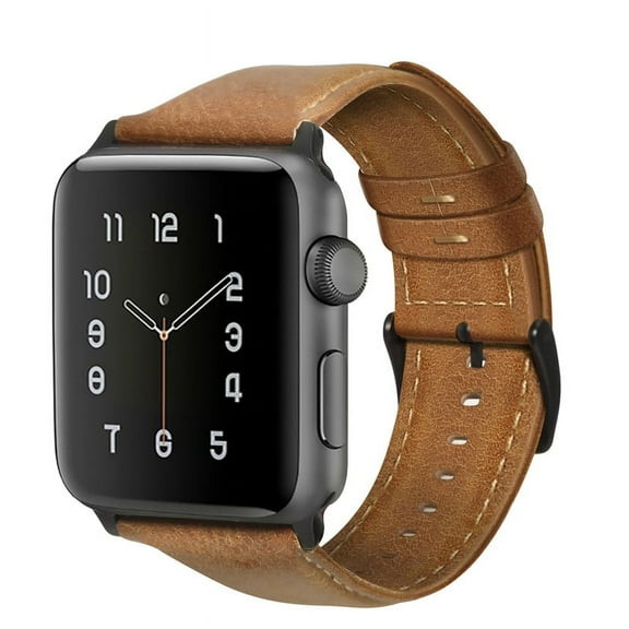 MesaSe For New Apple iWatch 45mm 42mm Band, Mignova Genuine Leather Strap Replacement Band With Stainless Metal Clasp For Apple Watch 3 2 1 42/44mm