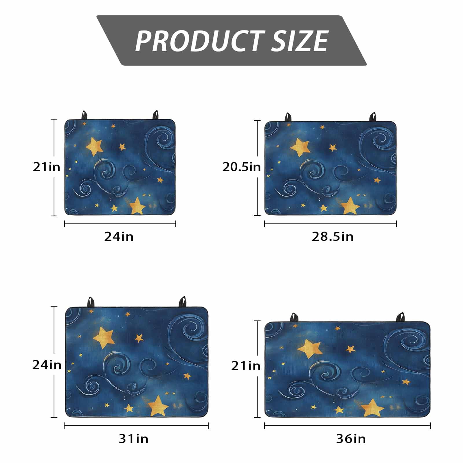 Navy Blue Yellow Star Stove Top Cover for Electric Stove, Heat-proof & Non Slip Glass Top Stove Cover Protector, Starry Sky Vintage Kitchen Flat Cooktop Rubber Mat 31x24 Inches