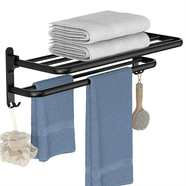 Toallero De Baño Estante De Baño Sin Perforaciones Estante De Almacenamiento De Toallas De Baño Plegable Antioxidante Montado En La Pared Con Adhesivo Para Baño De Cocina Interior matsuzay HA027117-01