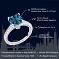 thumbnail image 2 of Gem Stone King 5.47 Cttw London Blue Topaz and White Created Sapphire Ring for Women | 925 Sterling Silver | Cushion 10MM | Wedding Engagement Anniversary Promise Ring for Women | Size 7, 2 of 7