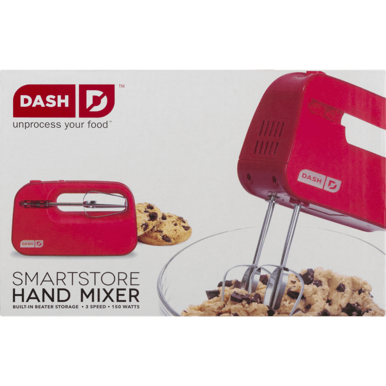 Dash SmartStore Deluxe Compact Electric Hand Mixer + Whisk and Milkshake Attachment for Whipping, Mixing Cookies, Brownies, Cakes, Dough, Batters, Mer