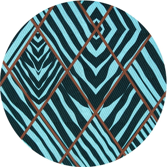 Ahgly Company Indoor Round Patterned Charcoal Black Area Rugs, 7' Round