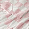 thumbnail image 6 of Whale Flotilla Checkered Knit Throw Blanket for Couch, Sofa, Bed, Soft Fluffy and Cozy, 50"x60", Pink, 6 of 8