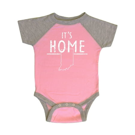

Inktastic It s Home- State of Indiana Outline Distressed Text Gift Baby Boy or Baby Girl Bodysuit