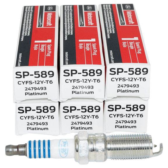 Motorcraft SP-589 - Genuine OEM Ford Spark Plugs - Replaces Motorcraft SP-520 & SP-520-X - Qty 6
