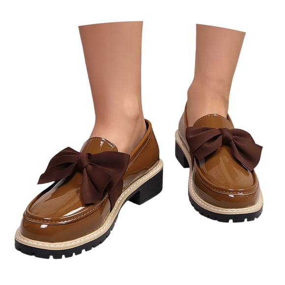 Mocassins Polyvalents pour Femmes à Semelle Haute, Design Britannique Classique, Dessus en PU, Couleur Unie, Chaussures Habillées Décontractées, Confort Toute la Journée, Légères pour le Port Quotidien
