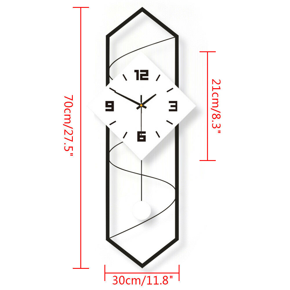 Modern Pendulum Wall Clock Silent Movement Solid Wood Dial Wall Clock Home Decor for Living Room, Foyer