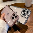 thumbnail image 2 of for iPhone Case,Luxury ElectroPlated Glitter Sparkle Sparkly Rhinestone Frame Love Heart Pattern Bumper Camera Lens Protection Soft Shockproof Phone Case (Silver,iPhone 13), 2 of 6