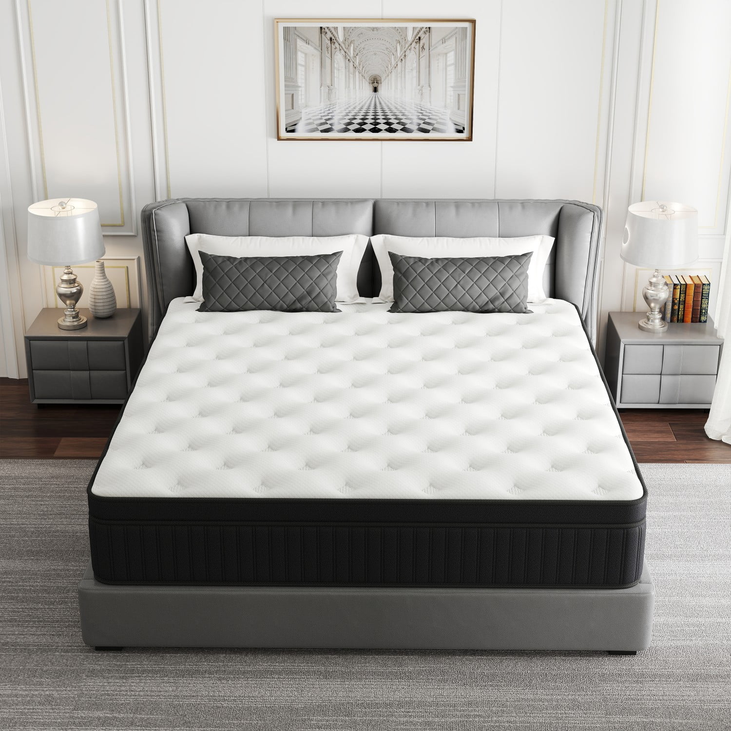 MEANDAROL 14" Twin,Gel Infused Memory Foam and Pocket Spring Hybrid Mattress in a Box,Adult