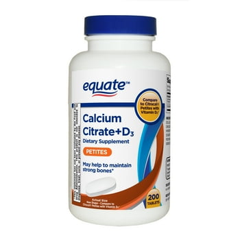 Equate Calcium Citrate + D3 Petites s Dietary Supplement, 200 Count