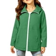 thumbnail image 3 of Kureaily Girls Solid Rain Jacket For Kids Outdoor Outerwear All Weather Coat Easy On/Off De ,kids waterproof zip up jacketSize 9-10 Years ,Green, 3 of 6