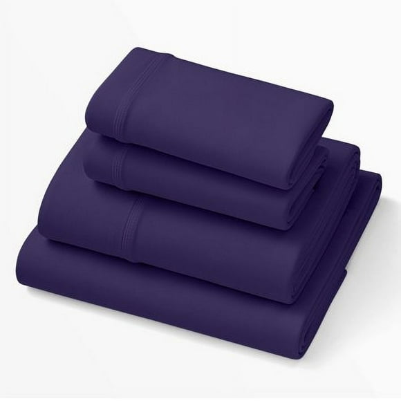 Purple SoftStretch Sheets Queen Size Rayon Blend Moisture-Wicking Deep Purple Fits All Mattresses Stretch for Adaptive Support