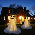 thumbnail image 4 of jiaroswwei Halloween Ghost Decoration Outdoor Spooky Standing, Ghost with Witch Hat Halloween Party Decor for Porches Yards Gardens Lawn, 4 of 8