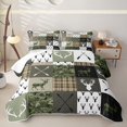 thumbnail image 2 of meiyoeat Rustic Patchwork Deer Quilt King For Boys,Vintage Farmhouse Camouflage Hunting King Coverlet Set, Green Brown,3 Pieces, 2 of 7
