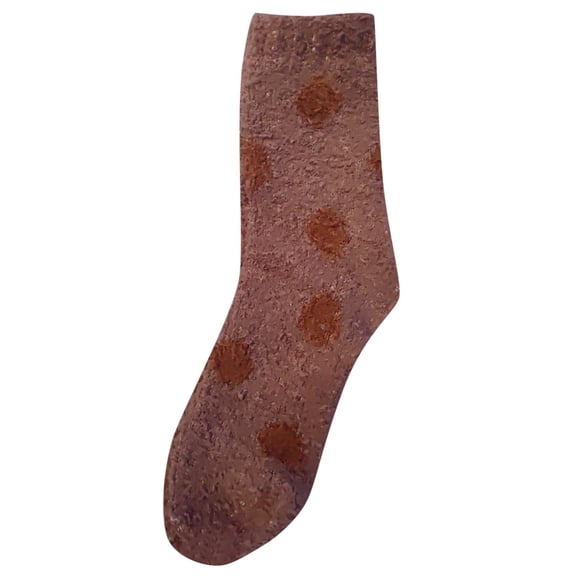 Wuxian Socks For Women Soft Coral Velvet Striped Print Short Crew Socks Winter Relaxation Warm Thick Plush Lined Fuzzy Socks,Brown,One Size