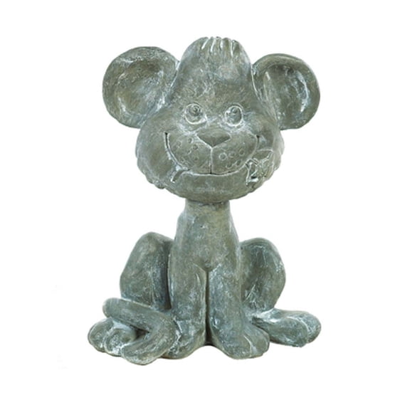 Solid Rock Stoneworks Rose Garden Mouse Concrete Statue, 17" Tall, Flint Color