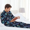 thumbnail image 6 of Salouo Blue Butterfly Print Button-Front Long Sleeve Pajama Set for Men, Soft 2Pjs Men's Long Sleeve Sleepwear-XX-Large, 6 of 7