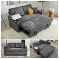 thumbnail image 3 of 65in Sleeper Sofa Bed, 3 in 1 Convertible Pull Out Couch with Small Table, USB Ports, Cup Holders & 5-Level Adjustable Backrest, Corduroy Loveseat Sofa for Apartment, Bedroom, Living Room (Dark Gray), 3 of 9