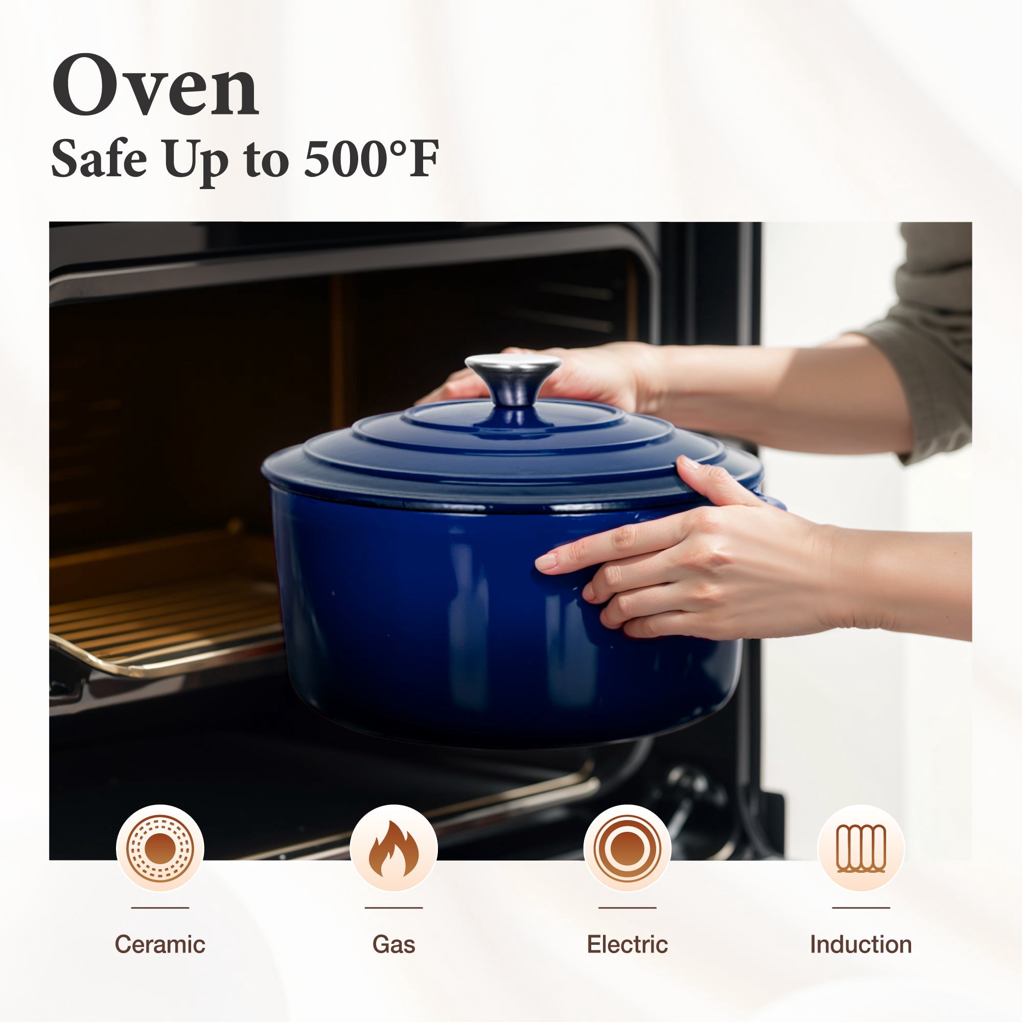MF Studio 7-Piece Enameled Cast Iron Cookware Sets, Heavy Duty Ceramic Coated Pots and Pans Set, Blue Dutch Ovens Set