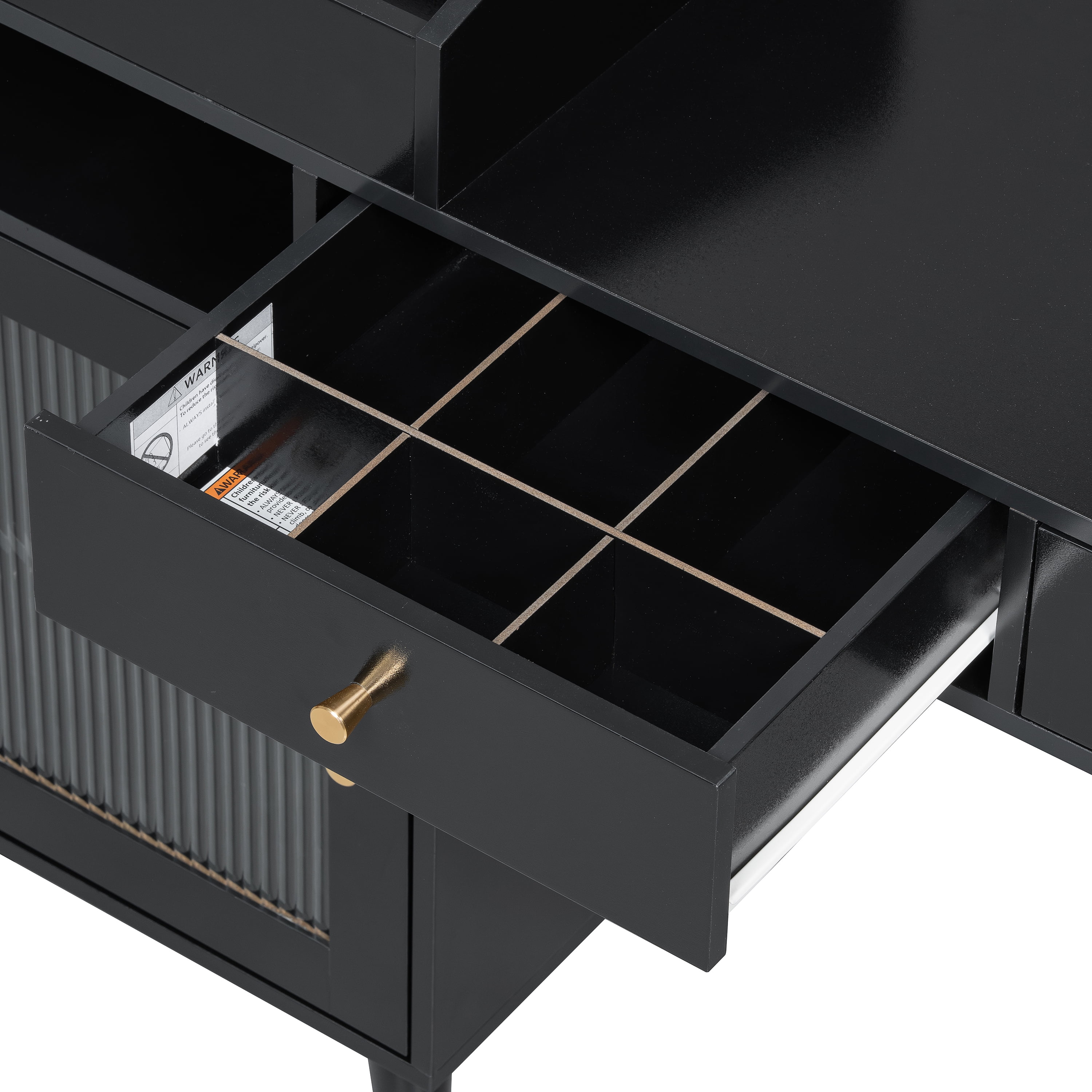 Euroco Modern Vanity Desk with Charging Station, Drawers & Cabinet – Makeup Table with Padded Stool, USB Ports & Storage for Bedroom or Office