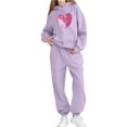 thumbnail image 5 of Zefriona Kids Casual Heart Graphic Long Sleeve Hoodie and Cuffed Tracksuit Pants Set 2-13Y Purple Size 3T, 5 of 6