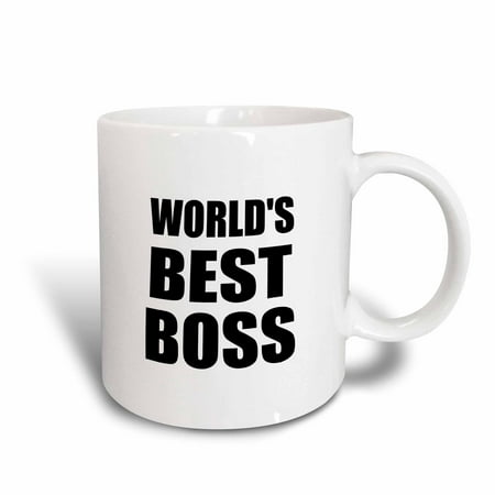 3dRose Worlds Best Boss in black - great text design for the greatest boss, Ceramic Mug,