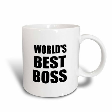 - 3dRose Worlds Best Boss in black - great text design for the greatest boss, Ceramic Mug, 11-ounce
