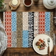 thumbnail image 4 of Ethnic Boho Placemats Set of 6 Washable Table Mats for Kitchen Dining Table, Cotton Linen Place Mats for Indoor Outdoor Parties Holiday Decoration, Geometric Pattern, 4 of 6