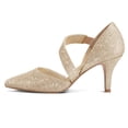thumbnail image 4 of Pennysue Women's Gold Strappy Short Heels With Pointed Toes Size 7.5, 4 of 7