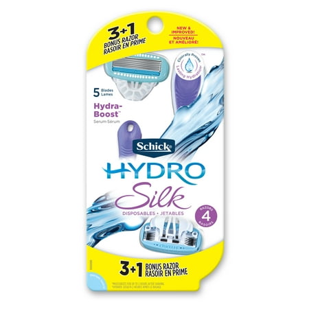 Schick Hydro Silk Womens Disposable Razor 3+1 Bonus - Walmart.com