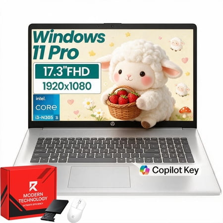 HP 17 inch Business Laptop Computer Intel 8-Core i3 32GB RAM 512GB SSD 17.3 FHD Anti-Glare Display Numeric Keypad Wi-Fi 6 Windows 11 Pro w/Accessory