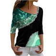 thumbnail image 1 of Blusa informal de manga larga para mujer, blusas con hombros descubiertos, blusas sueltas estampadas Pompotops FGAJ20160, 1 of 5