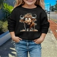 thumbnail image 2 of lnmuld Hoodies for Teens Solid Color Girls' Autumn and Winter Cute Cow Print Round Neck Long Sleeve Casual Hoodless Sweatshirt Size:5-6 Years, 2 of 4