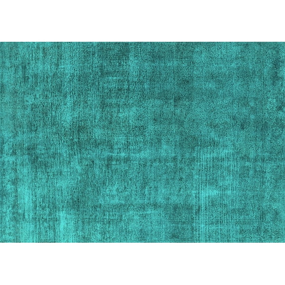 Ahgly Company Machine Washable Indoor Rectangle Oriental Turquoise Blue Industrial Area Rugs, 5' x 7'
