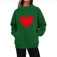thumbnail image 2 of GuzomFashion Valentine's Day Womens Mock Neck Graphic Sweatshirt, Green with Red Heart, Oversized Pullover with Kangaroo Pocket, Soft Polyester S-XL,Size XL, 2 of 5