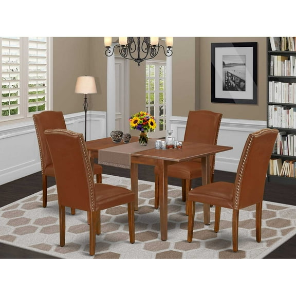 East West Furniture Dining Room Set Mahogany, PSEN5-MAH-66