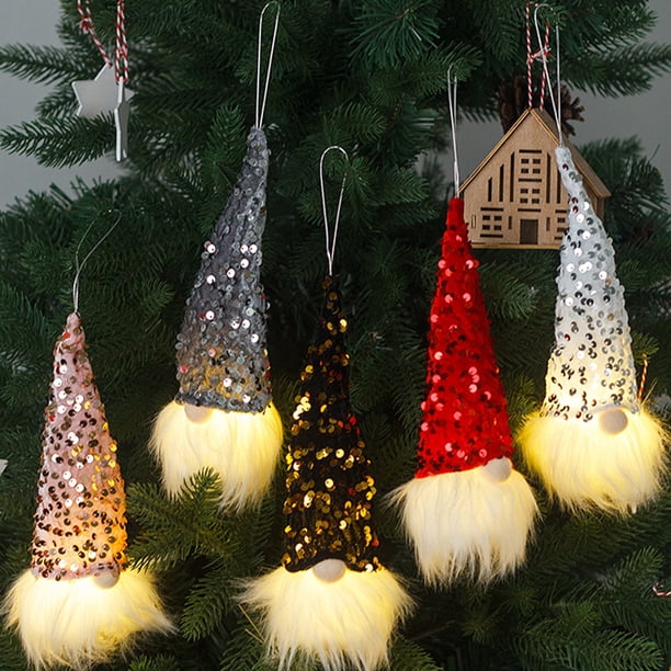 mfyjkho Adornos navideños de gnomo con luz LED y cuerda para colgar, tela suave, luz blanca cálida, 21,5 x 8,0 x 7 cm, decoración del hogar, 1 unidad