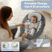 Electric Baby Swing, Caveen Infant Swing Rocker with Remote Control, 5 Sway Speeds, Bluetooth Music, Grey