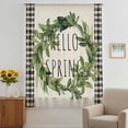 thumbnail image 2 of Farmhouse Green Garland Sheer Curtains 72 Inches Long, Spring Vintage Black Plaid Beige Light Filering Curtains, Breathable Simi Curtain Privacy Drapes for Living Room Bedroom Window Treatment, 2 of 9