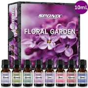 Floral Garden Fragrance Oils 8 X 10 mL (0.33 Oz) 100% Pure - Freesia, Jasmine, Rose, Gardenia, Lilac, Violet, Lavender, Tuberose Essentials Gift Set of 8 by Sponix 8 Pack