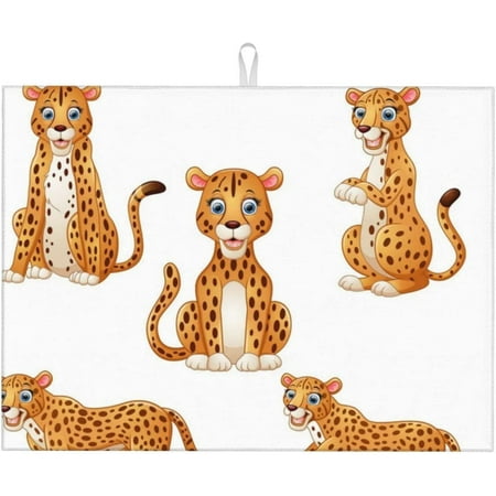 

Leopard Dish Drying Mat Absorbent Reversible Microfiber Drying Pad Dish Drainer Rack Mats 18x24 Inch With Hanging Loop For Kitchen Counter Decor
