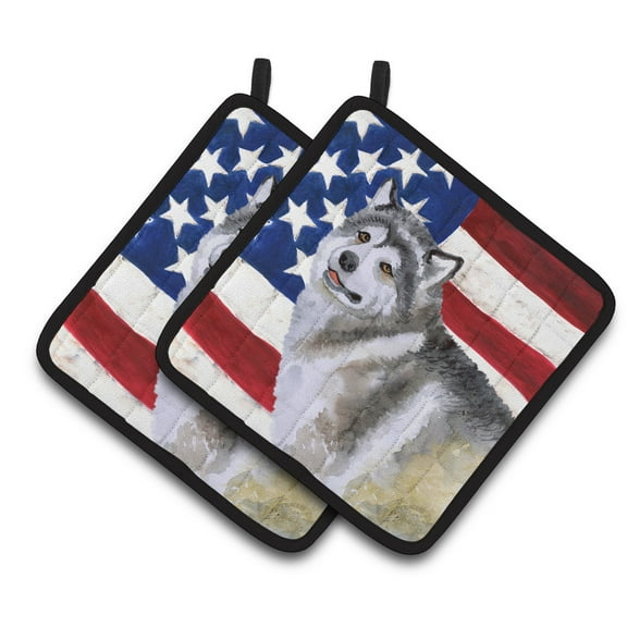 Caroline's Treasures Alaskan Malamute Patriotic Pair of Pot Holders