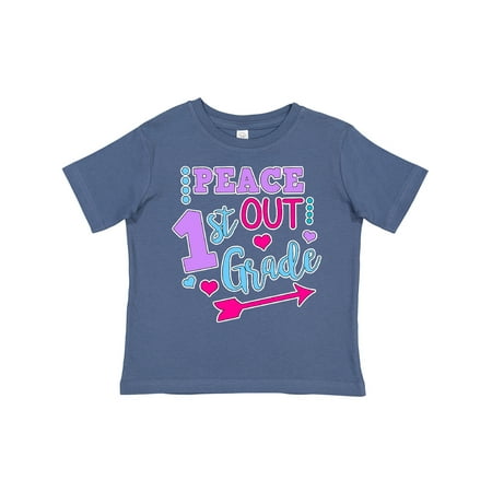 

Inktastic Peace out 1st Grade with Hearts Arrow and Dots Gift Toddler Toddler Girl T-Shirt