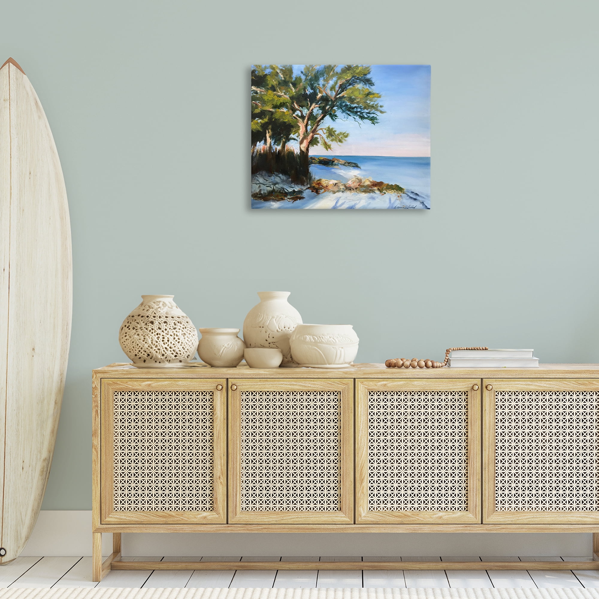 Stupell Industries White Sand Beach Landscape Painting Gallery Wrapped Canvas Art Print Wall Art, 30 x 24