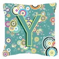 thumbnail image 3 of Carolines Treasures CJ2015-KPW1818 Letter K Circle Circle Teal Initial Alphabet Canvas Fabric Decorative Pillow  18H, 3 of 7