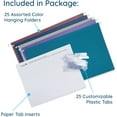 thumbnail image 3 of 25 Colored Hanging File Folders Legal Size, 9.5" x 14.75", Legal Size Hanging File Folders for Filing Cabinet with Plastic Tabs and Inserts, Assorted Jewel Tone Colors, 11pt Paper, 3 of 4